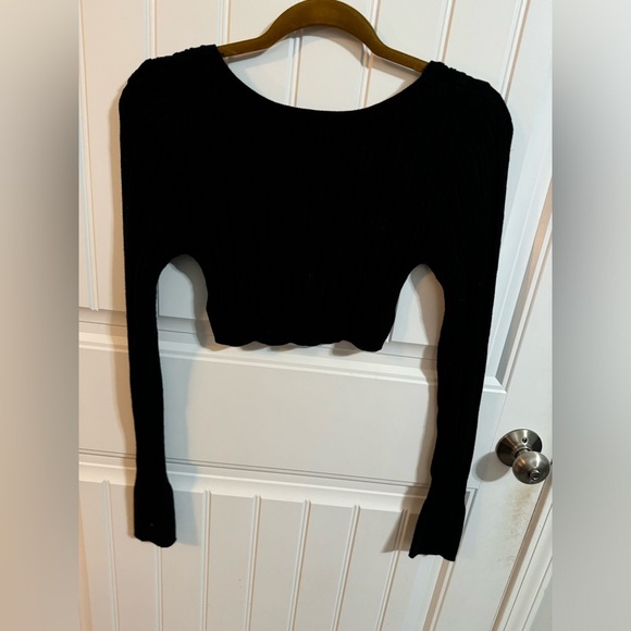Intimately Free People Ribbed Black Long Sleeve Crop Top - Picture 5 of 5